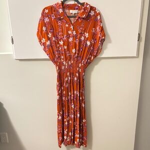 Corey Lynn Calter for Anthropologie Orange Floral Dress